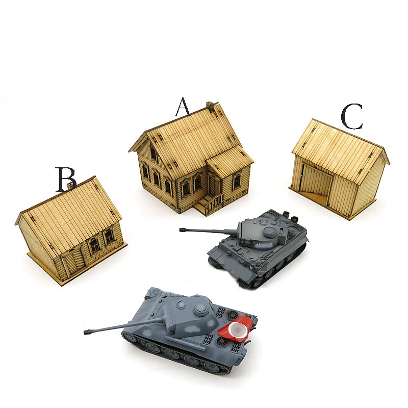 WWII German Panther Tank with Rural Farm Buildings Diorama Set 1/72 - resin model view 3
