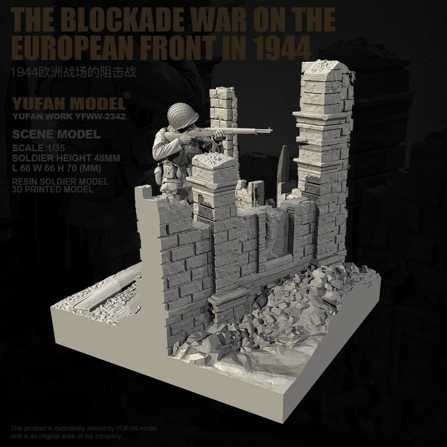 1944 Blockade European Front Soldier 1/35 Resin Diorama Kit - 1/35 resin model view 5