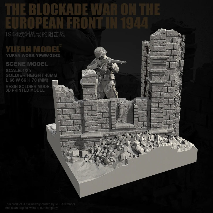 1944 Blockade European Front Soldier 1/35 Resin Diorama Kit - 1/35 resin model view 6