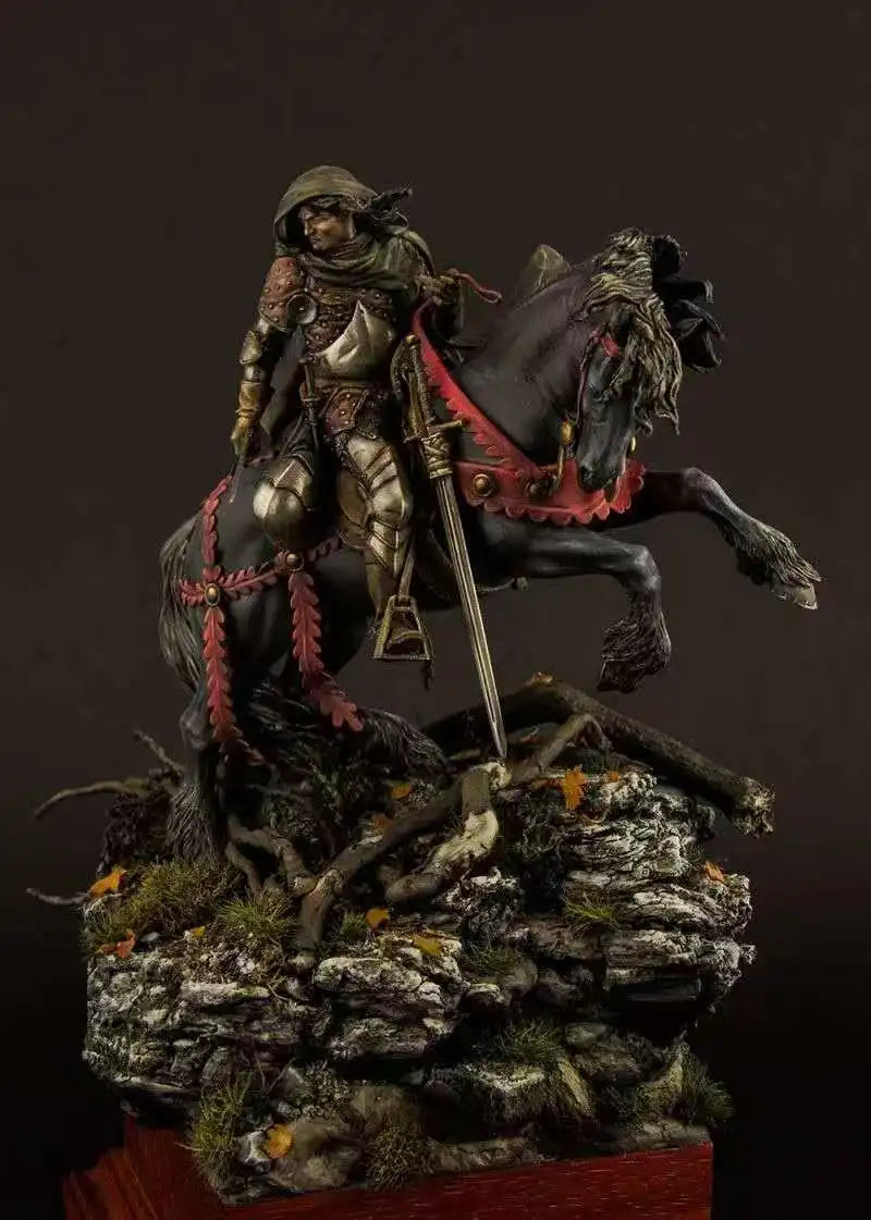 Fantasy Dark Undead Mounted Warrior with Sword on Black Horse Resin Figure Kit - resin model view 3