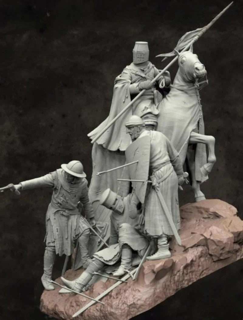 Crusades Knight with Horse 75mm Resin Figure Diorama - 75mm resin model view 3