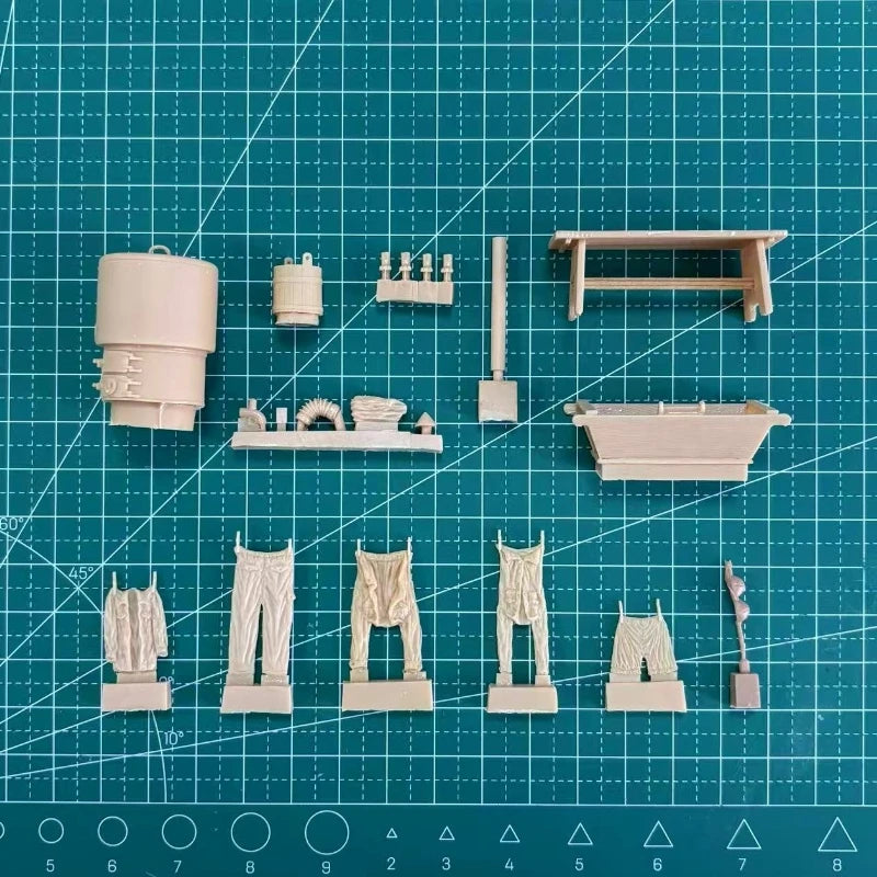 WWII Field Laundry Camp Diorama Set 1/35 Resin Kit - unpainted resin model kit