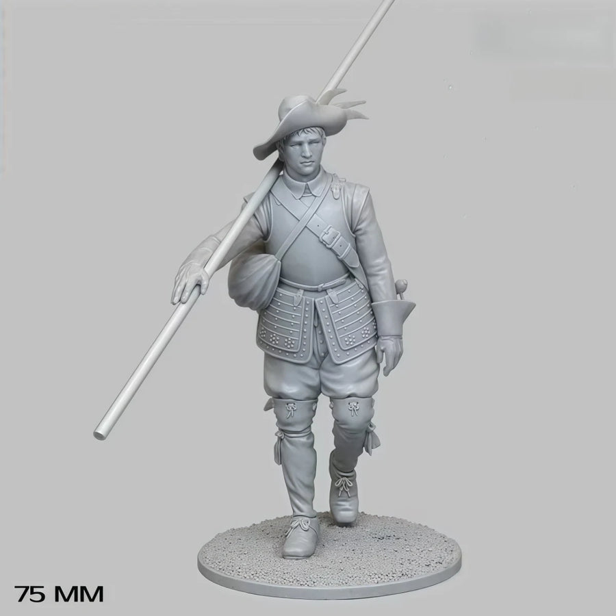 17th Century European Spearman with Pike 75mm Resin Figure - 75mm resin model view 2