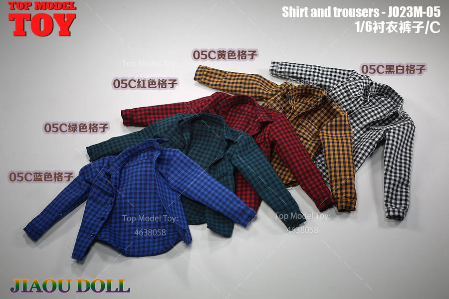 1/6 Scale Casual Male Figure Clothing Set - Plaid Shirt & Trousers Resin Kit - 1/6 resin model view 4