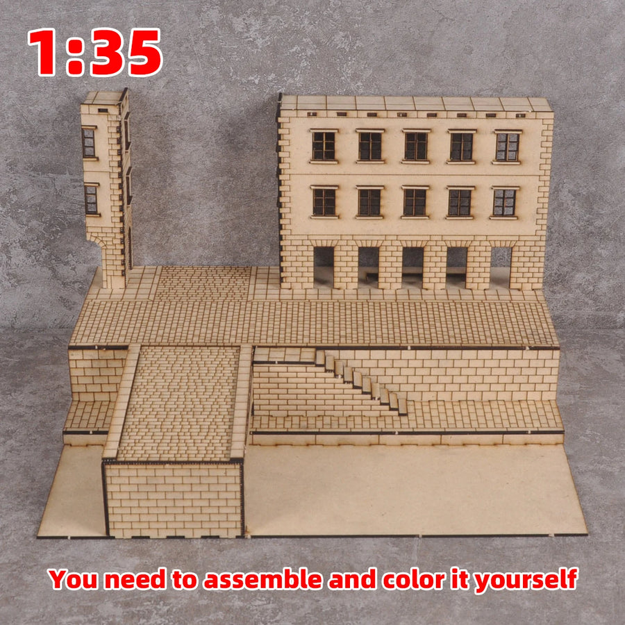 Modern Urban Building with Tank Display Base 1/72 Resin Diorama Kit - 1/72 resin model view 3