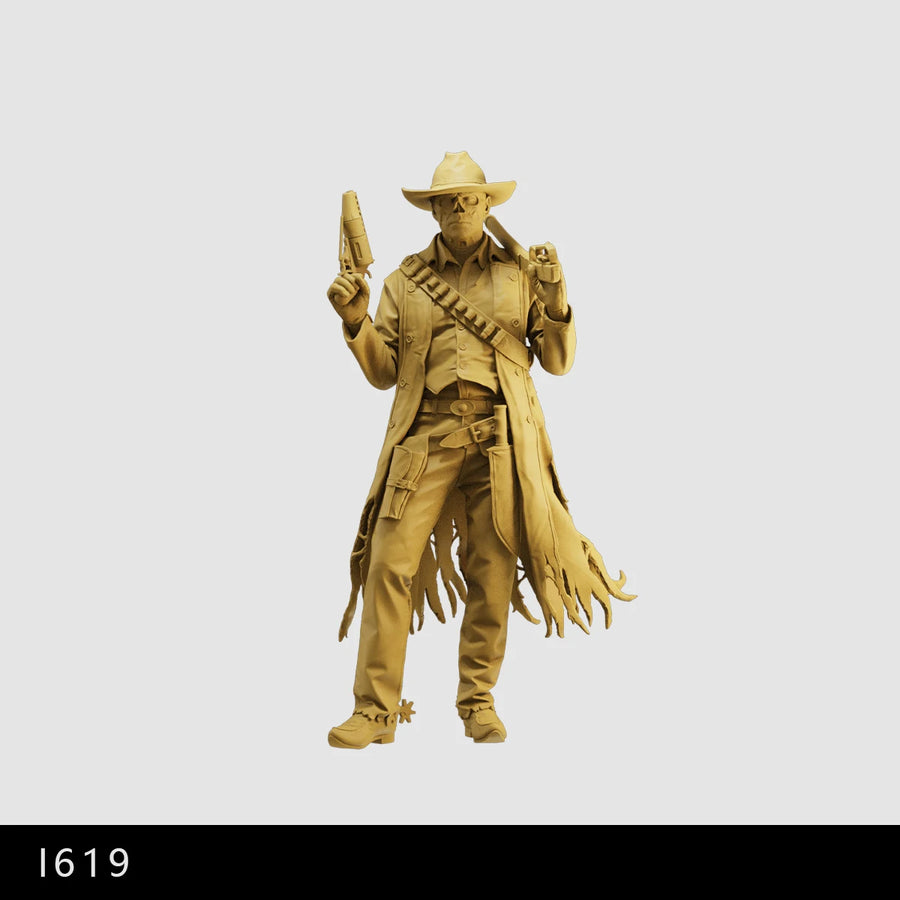 Post-Apocalyptic Undead Gunslinger & Female Operative 75mm Resin Figure Kit - resin model view 2