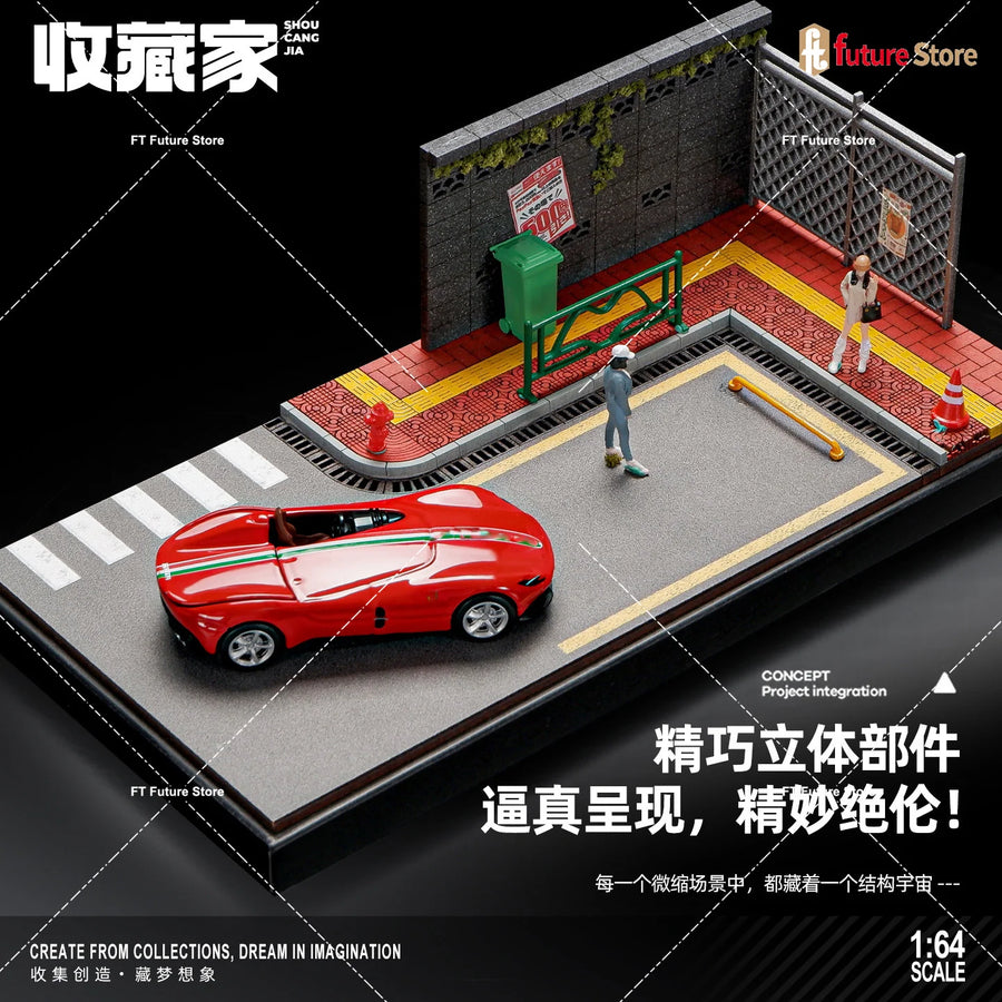 Street Corner Parking Lot Scene 1:64 Resin Diorama Kit - 1/64 resin model view 5