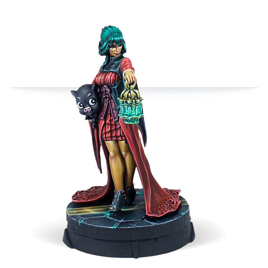 Fantasy Female Sorceress with Lantern and Demon Familiar 75mm Resin Figure Kit - resin model view 2