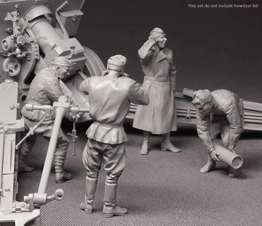 WWII Artillery Crew 4-Figure Set 1/35 Scale Resin Figures Kit - 1/35 resin model view 2