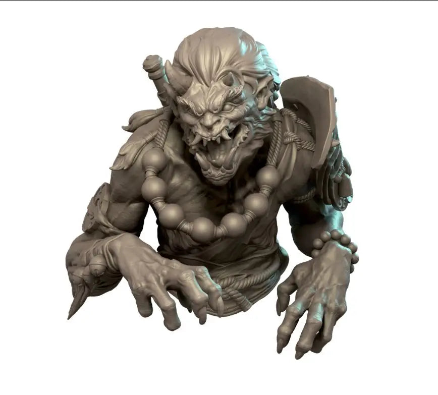 Meiyo Demon Warrior with Armor 82mm Resin Bust Figure - 82mm resin model view 4