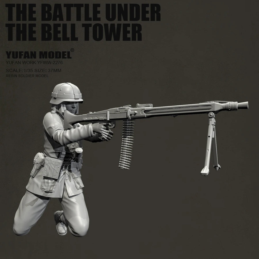 WWII Machine Gunner with Tripod Mount 1/35 Resin Figure Kit - 1/35 resin model view 2