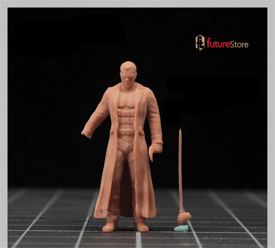Bald Warrior in Long Coat with Staff 1/64 Resin Figure - 1/64 resin model view 2