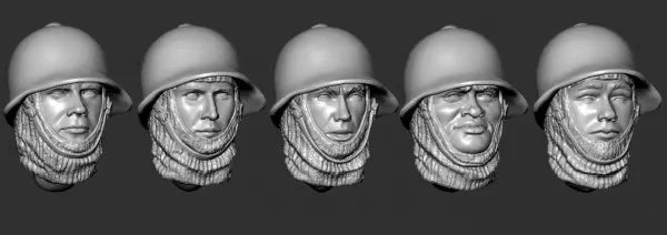 WWI German Soldier Heads with Helmets 1/35 Resin Figure Kit - 1/35 resin model view 2