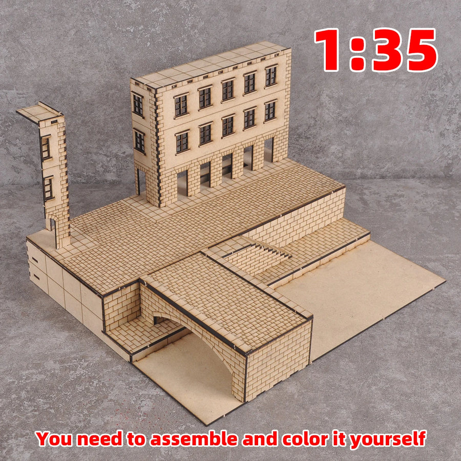Modern Urban Building with Tank Display Base 1/72 Resin Diorama Kit - 1/72 resin model view 4