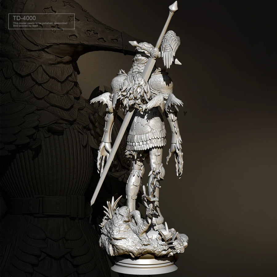 Avian Warrior with Spear 40mm Resin Figure Kit - 40mm resin model view 4