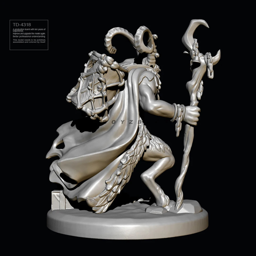 Demonic Goat Warrior with Staff 38mm Resin Figure Kit - 38mm resin model view 3