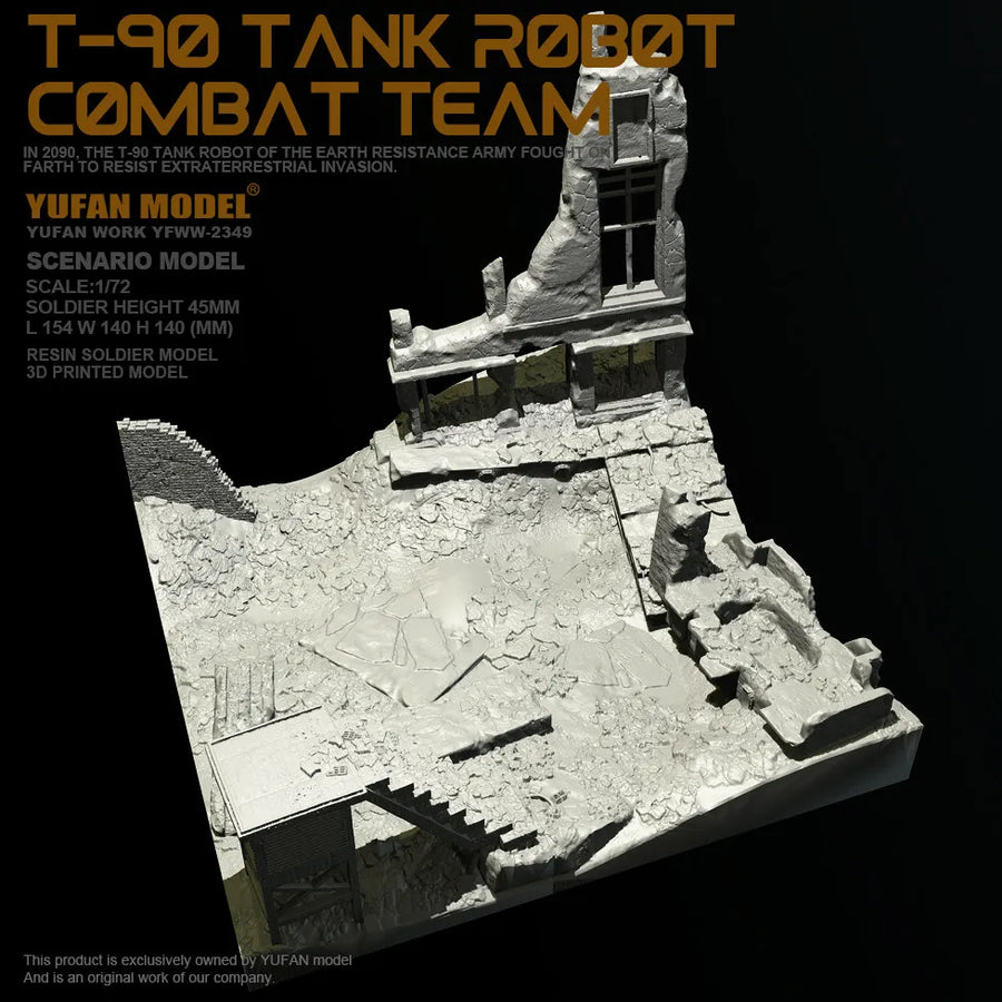 Ruined WWII Fortification Diorama Base 1/72 Resin Terrain Kit - resin model view 2