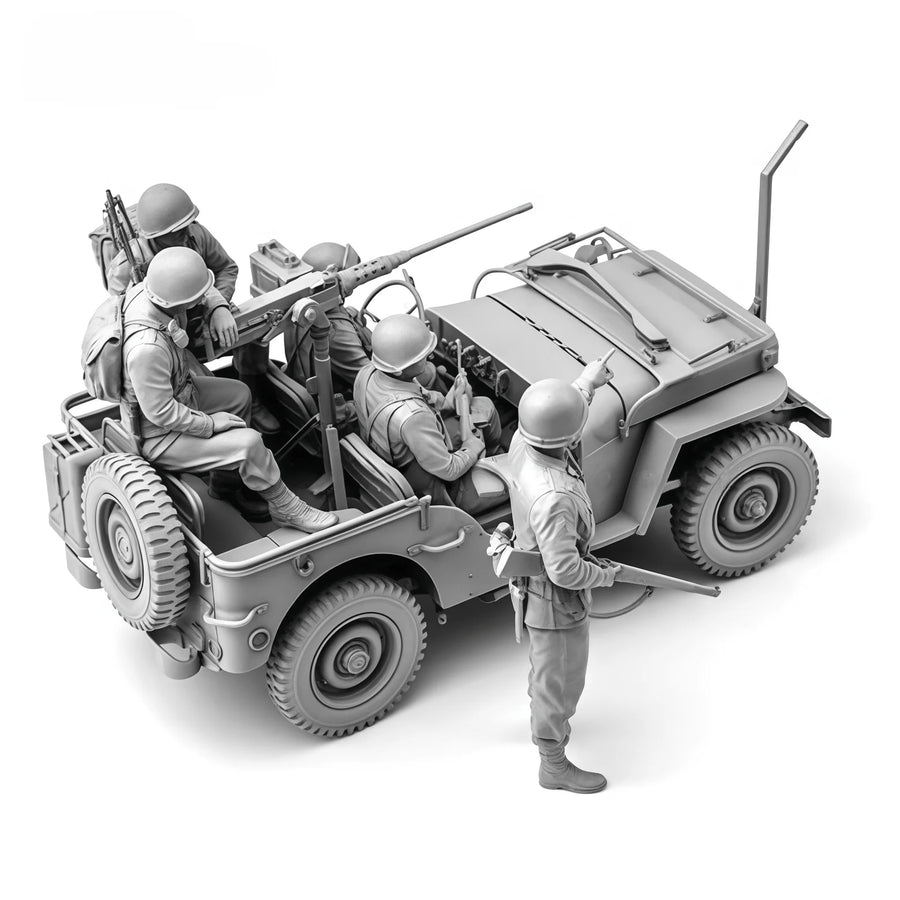 WWII German Tank Crew 5-Figure Set 1/35 Scale Resin Model Kit - 1/35 resin model view 2