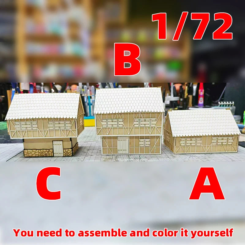 1:72 Scale European Rural Half-Timbered House Resin Terrain Diorama Kit - 1/72 resin model view 3