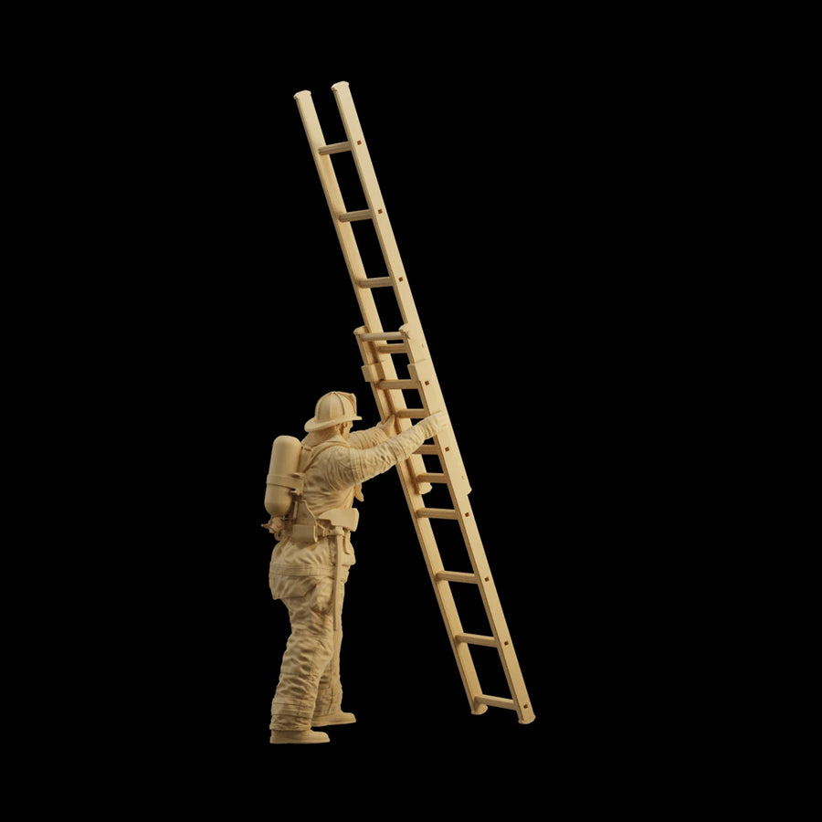 Modern Firefighter with Ladder 1/35 Resin Figure Kit - 1/35 resin model view 2