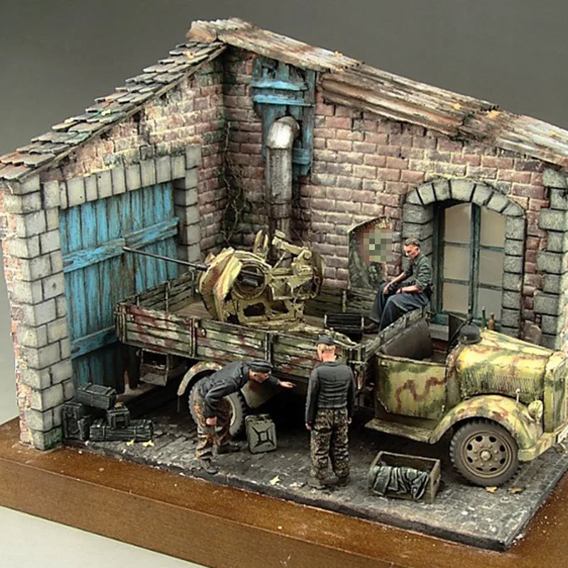WWII European Damaged Stone Building Resin Diorama Terrain Kit 1/35 - 1/35 resin model view 4