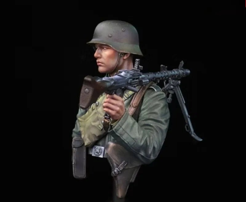 WWII German MG34 Gunner 1/10 Resin Bust - 1/10 resin model view 2