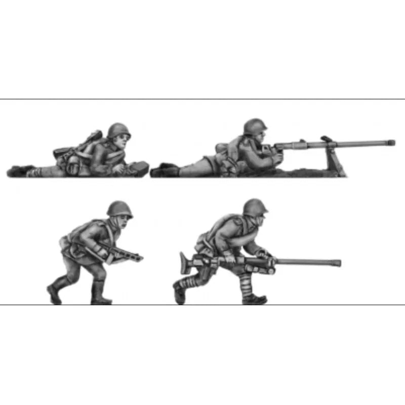 WWII Soviet Anti-Tank Rifle Team 4-Figure Set 1/72 Resin Diorama - 1/72 resin model view 2