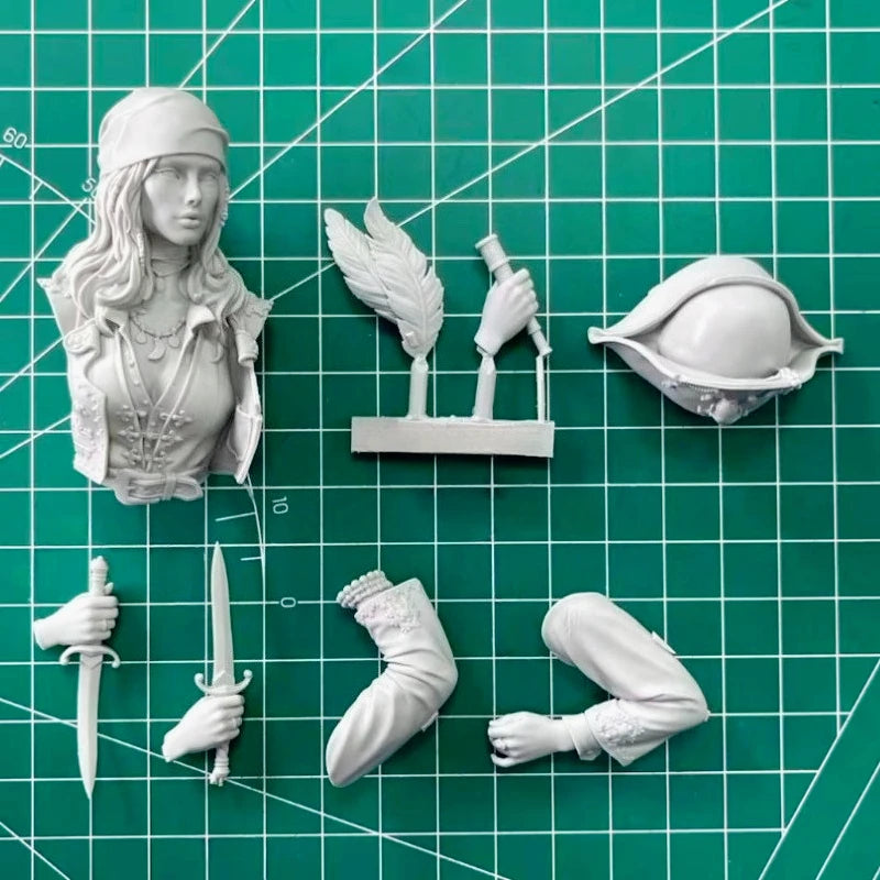 Female Pirate Captain Tricorn Hat 1/10 Resin Bust - 1/10 resin model view 5