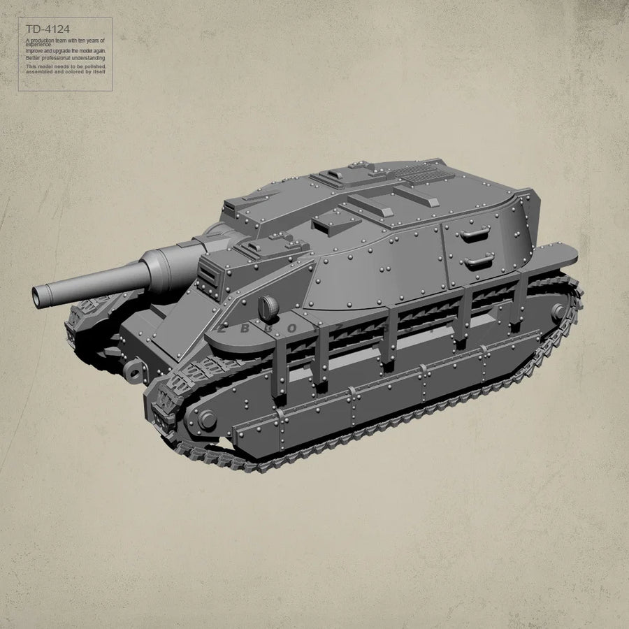 WWII German Heavy Tank with Crew 1/144 Scale Resin Model Kit - 1/144 resin model view 3