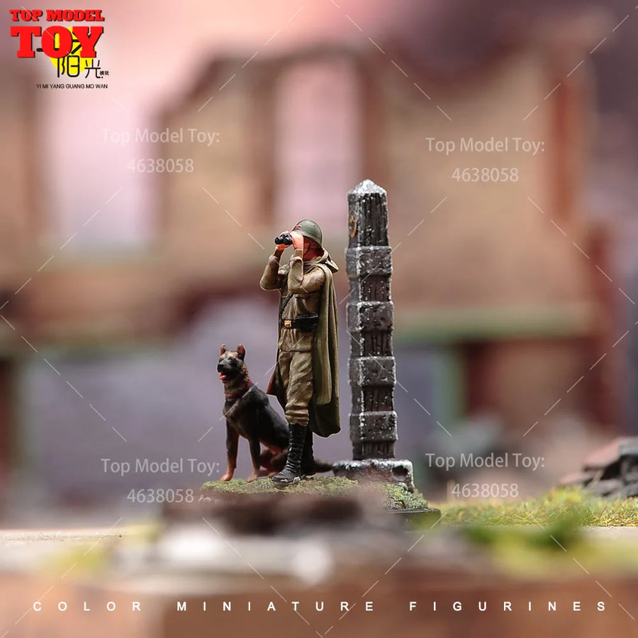 Soviet Border Guard with Military Dog and Border Post 1/35 Resin Diorama Set - resin model view 2