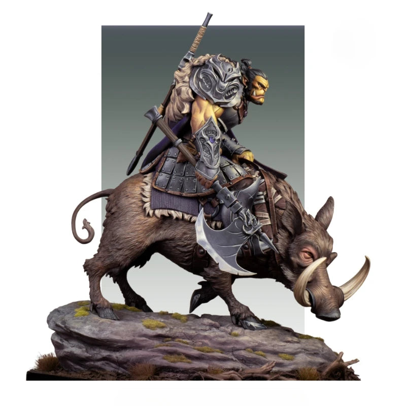 Orc Cavalry Warriors on Rhino Mount 75mm Resin Figure Kit - 75mm resin model view 2