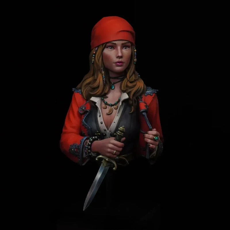Female Pirate Captain Tricorn Hat 1/10 Resin Bust - 1/10 resin model view 2