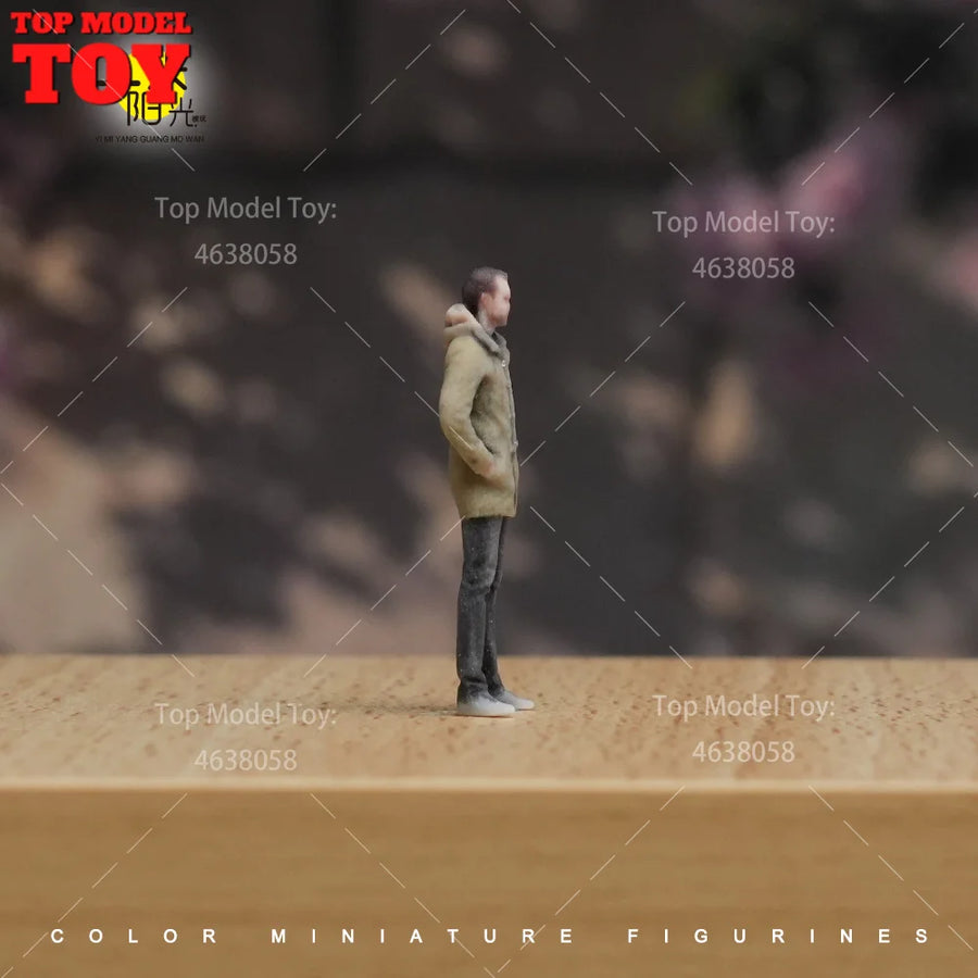 Tall Casual American Man in Beige Coat 1/64 Resin Figure - 1/64 resin model view 2