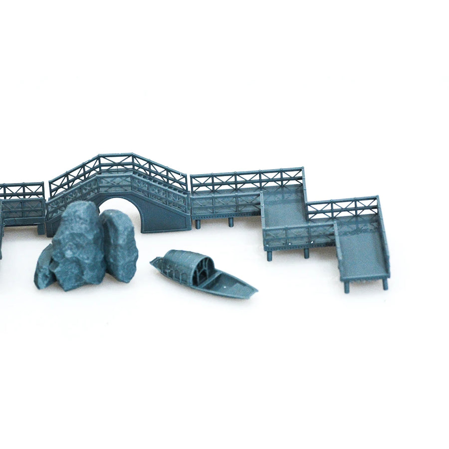 Chinese Lake Pavilion Diorama 1/87 Scale Resin Model Kit - 1/87 resin model view 2