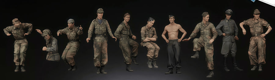 WWII German Tiger I Tank Crew 10-Figure Set 1/35 Resin Kit - 1/35 resin model view 2