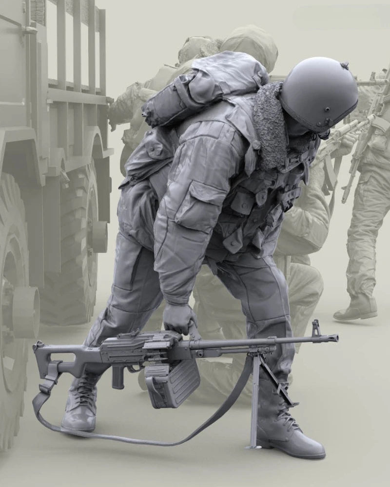 Modern Russian Light Machine Gunner with PKM 1/16 Resin Figure Kit - resin model view 3