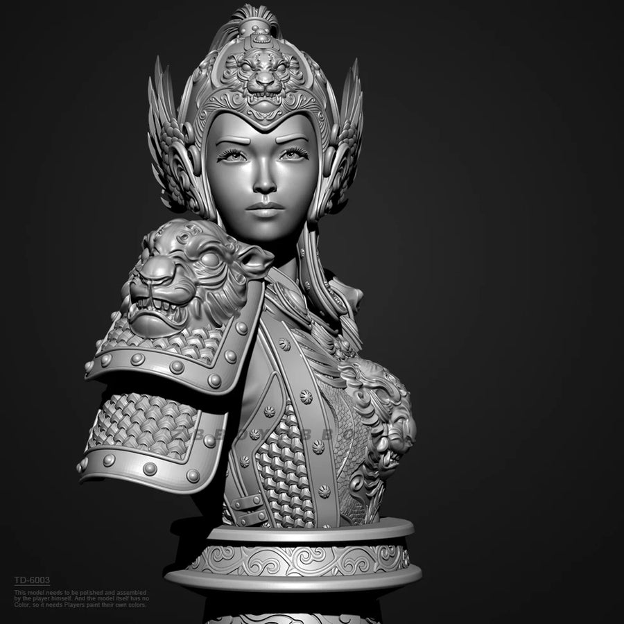 Fantasy Warrior Queen with Gold Armor 55mm Resin Bust Kit - 55mm resin model view 3
