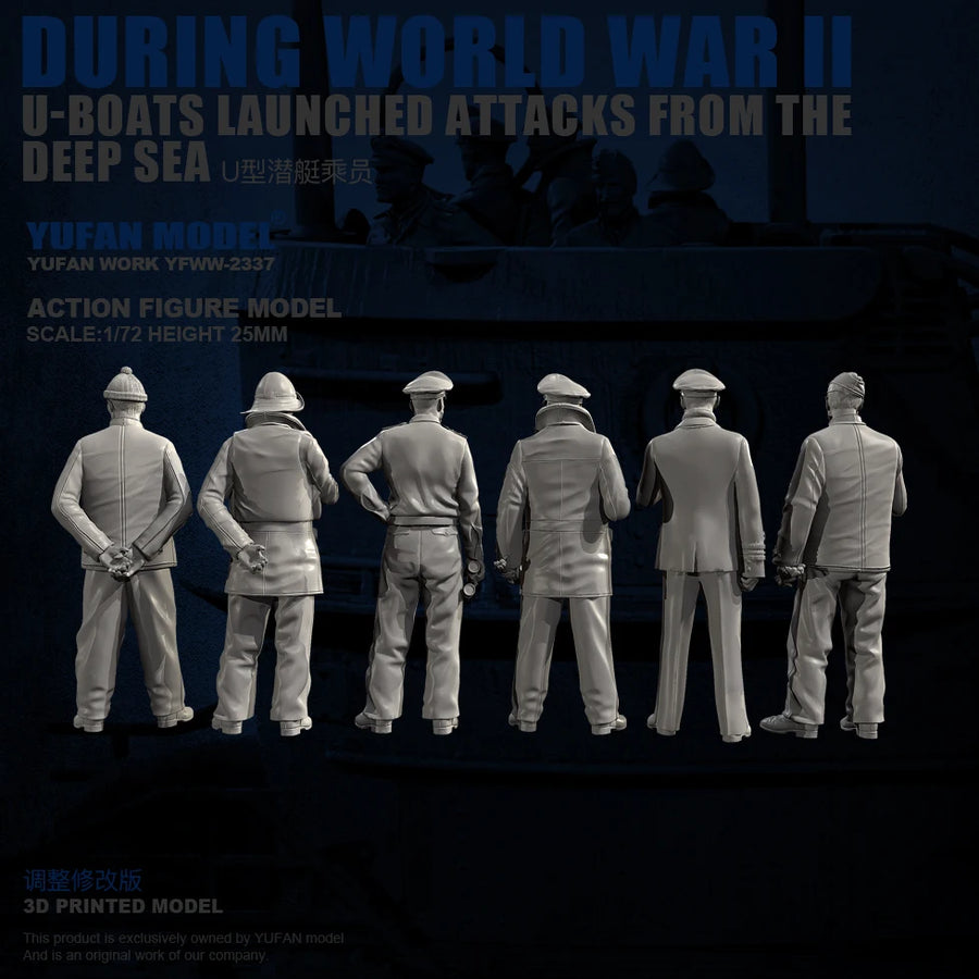WWII U-Boat Crew 6-Figure Set 1/72 Scale Resin Model Kit - 1/72 resin model view 2