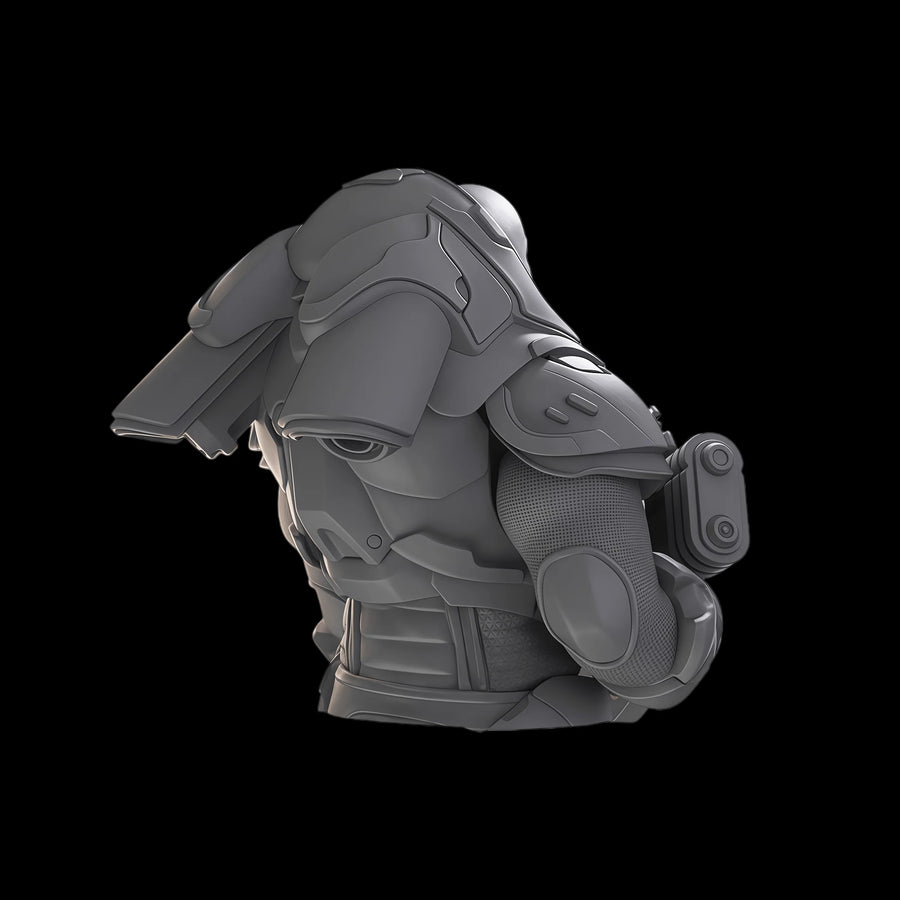 Sci-Fi Astronaut Soldier with Rifle Resin Bust 1/10 Scale Kit - 1/10 resin model view 2
