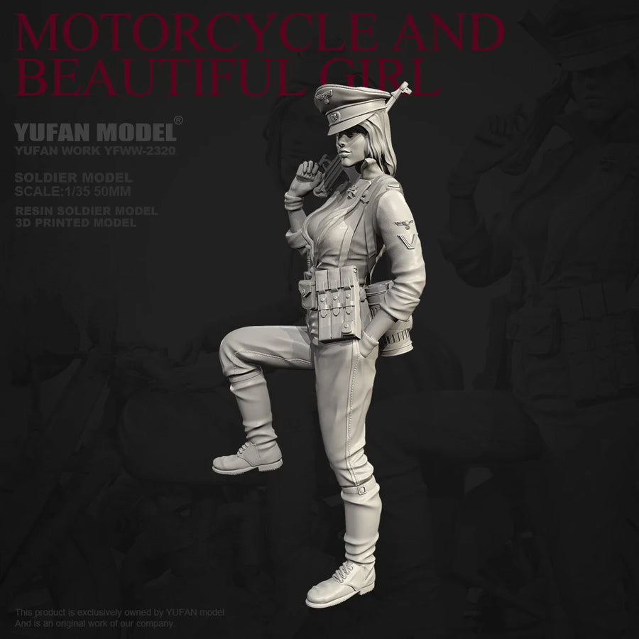 WWII Female Soldier with Rifle 1/35 Scale Resin Figure Kit - 1/35 resin model view 2
