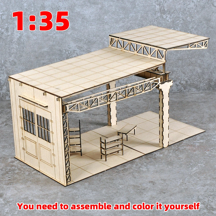 Factory Workshop Repair Building Diorama 1/35 Resin Terrain Kit - 1/35 resin model view 3