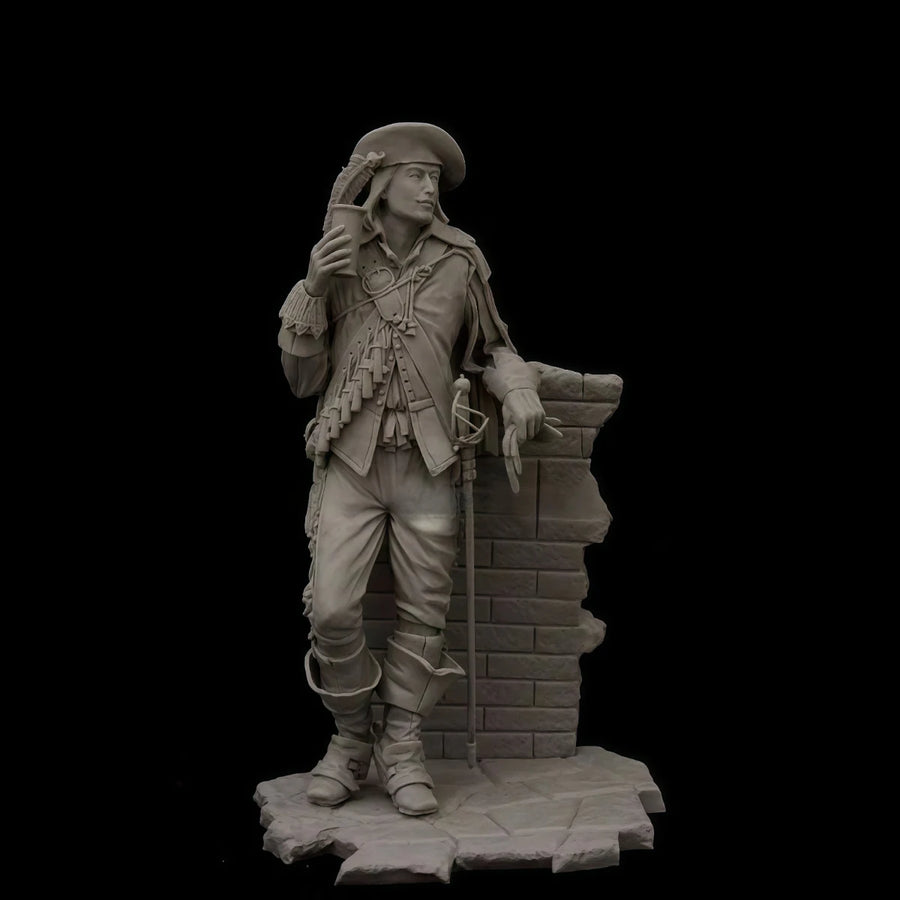 18th Century French Soldier with Brick Fortification 75mm Resin Figure Kit - 75mm resin model view 4