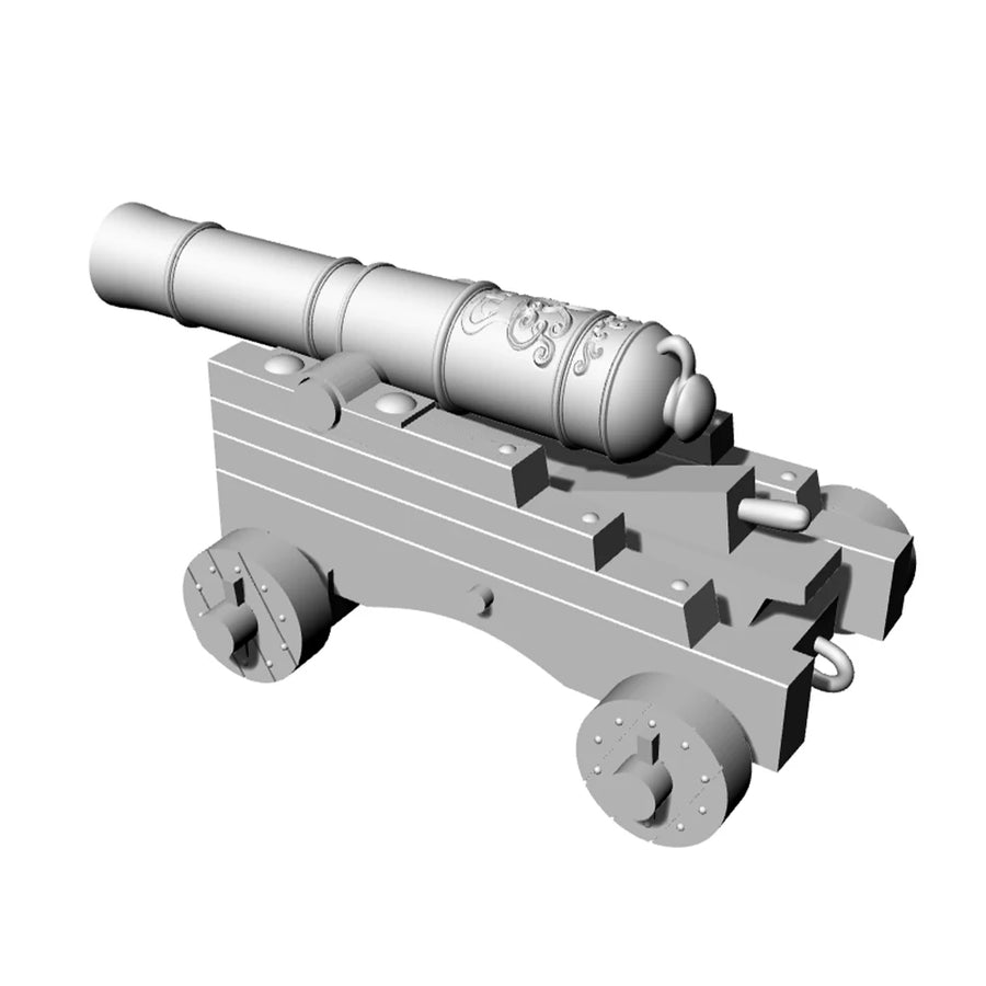 Napoleonic Naval Cannon with Carriage 28mm Resin Model Kit - 28mm resin model view 2