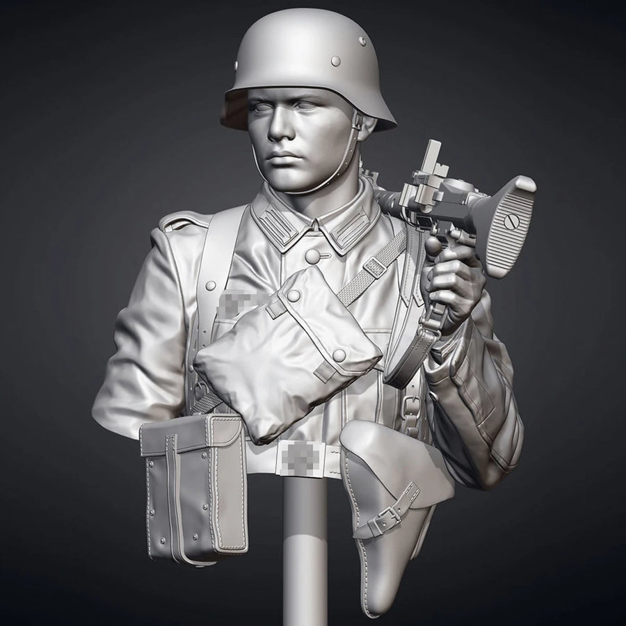 WWII German MG34 Gunner 1/10 Resin Figure Bust - 1/10 resin model view 2