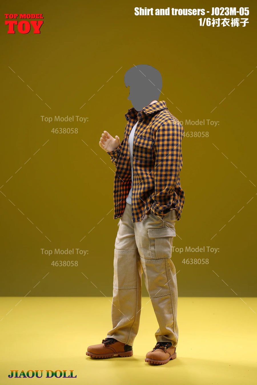 1/6 Scale Casual Male Figure Clothing Set - Plaid Shirt & Trousers Resin Kit - 1/6 resin model view 2