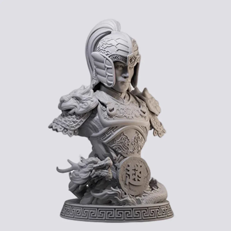 Chinese Historical General with Dragon Base 60mm Resin Bust - 60mm resin model view 3