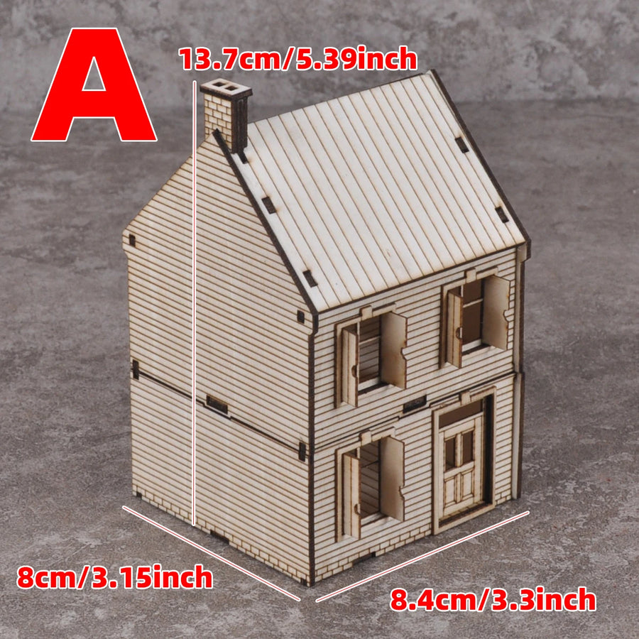 Two-Story Log Cabin House 1/72 Resin Terrain Diorama Kit - 1/72 resin model view 2