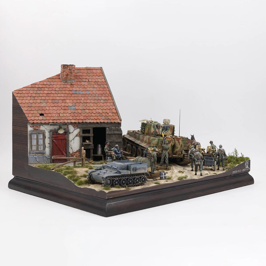 WWII European Village House 1/35 Resin Diorama Kit with Tank Base - 1/35 resin model view 4