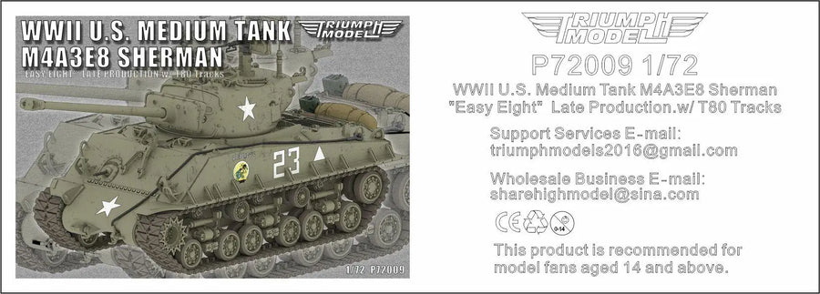 WWII U.S. M4A3E8 Sherman Medium Tank 1/72 Resin Model Kit - 1/72 resin model view 3
