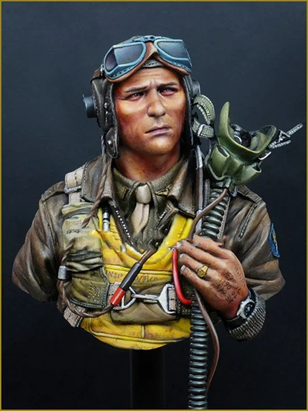 WWII US Fighter Pilot with Goggles 1/10 Resin Bust - 1/10 resin model view 2